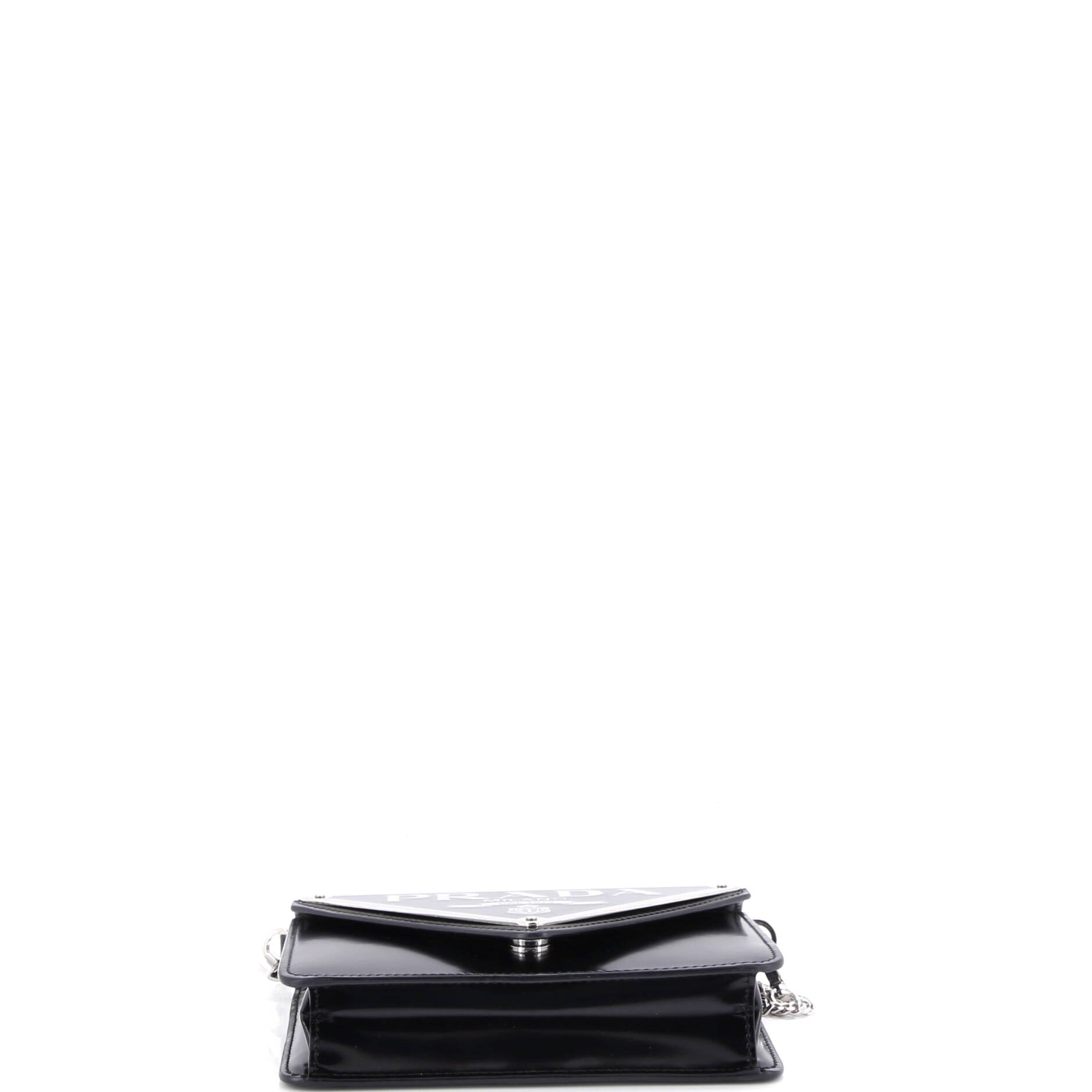 Maxi Triangle Logo Chain Flap Bag Brushed Leather Small