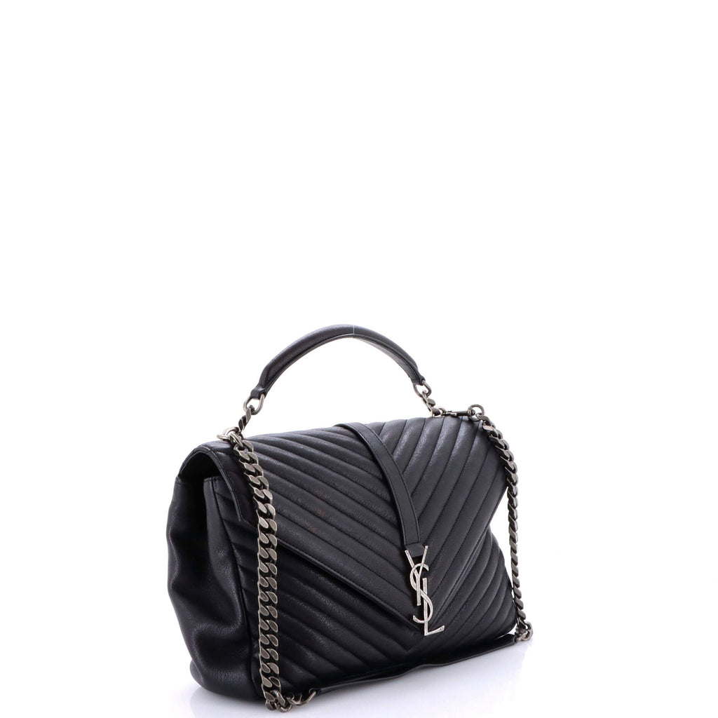 Classic Monogram College Bag Matelasse Chevron Leather Large