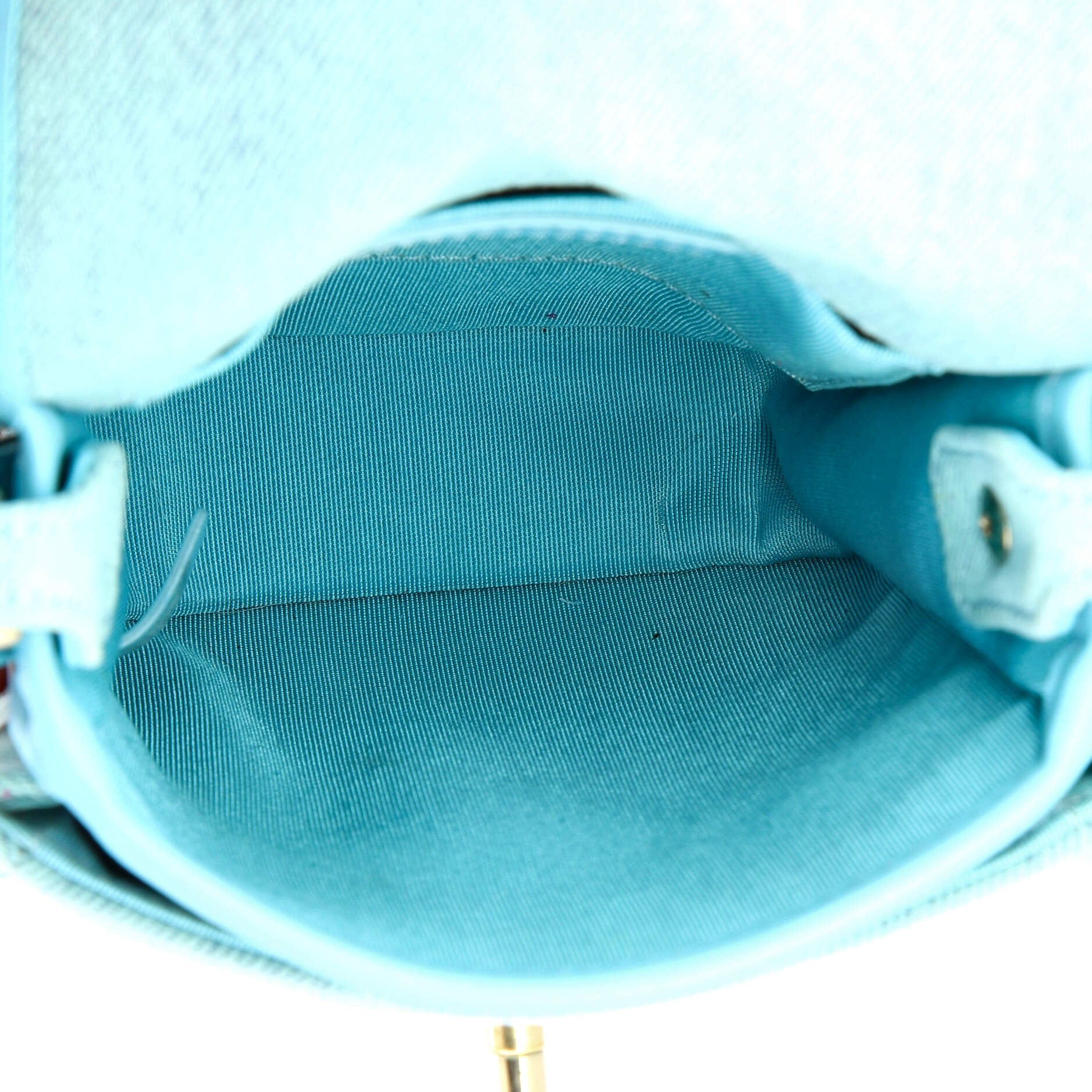 Flap Clutch with Chain Quilted Denim Mini