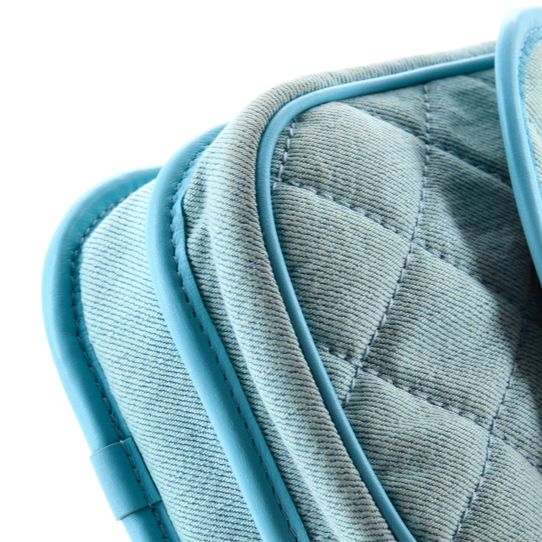 Flap Clutch with Chain Quilted Denim Mini