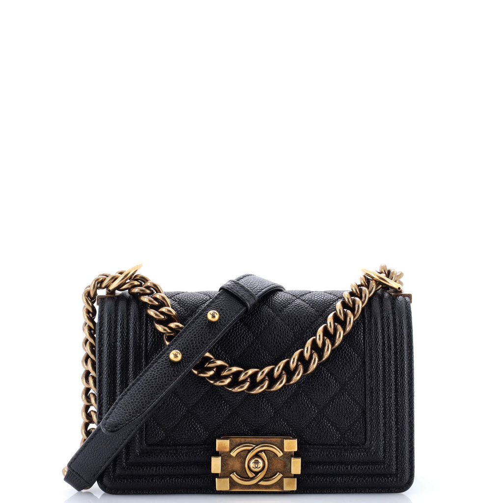 Boy Flap Bag Quilted Caviar Small