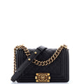 Boy Flap Bag Quilted Caviar Small
