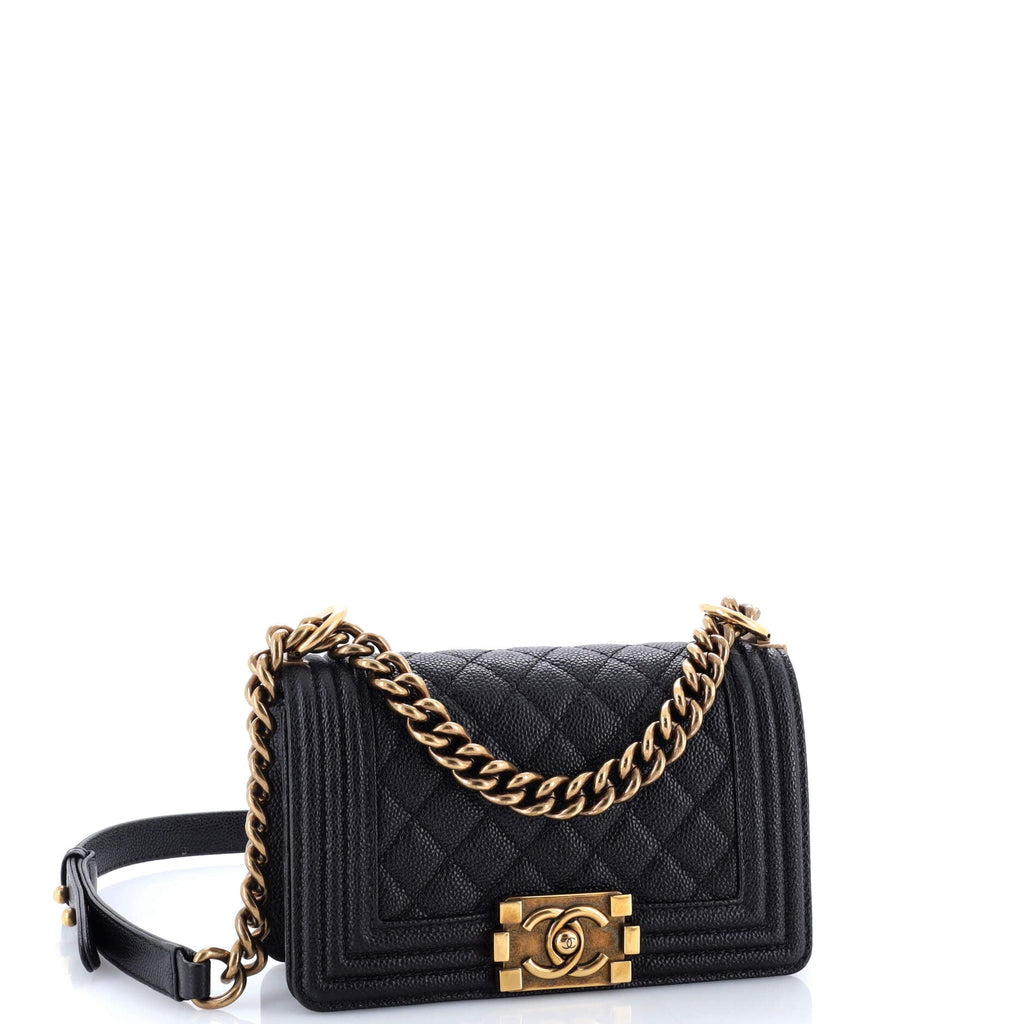 Boy Flap Bag Quilted Caviar Small