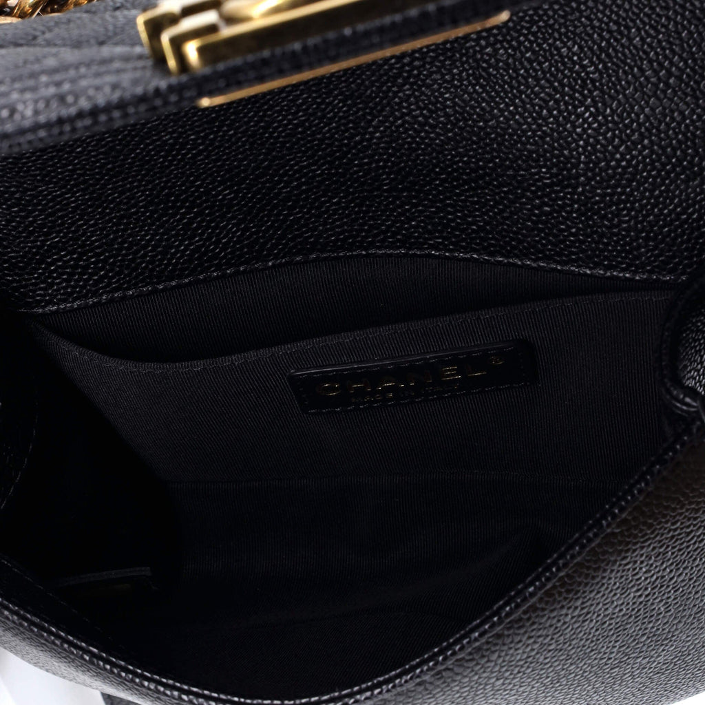 Boy Flap Bag Quilted Caviar Small