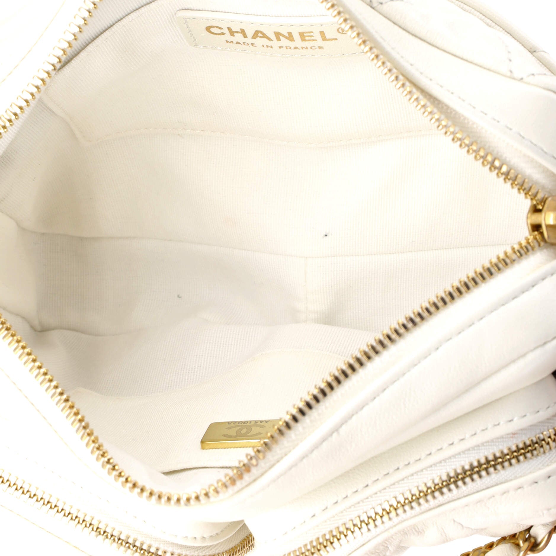 Logo Twin Pockets Chain Camera Case Quilted Calfskin Small