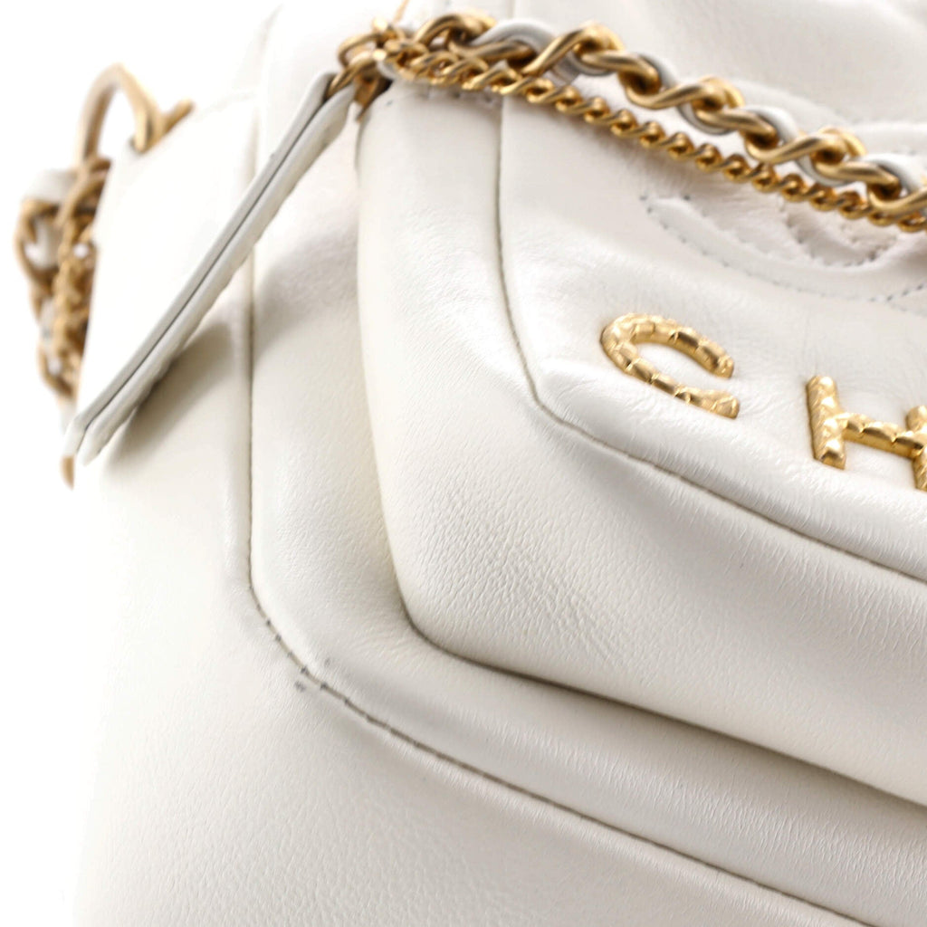 Logo Twin Pockets Chain Camera Case Quilted Calfskin Small