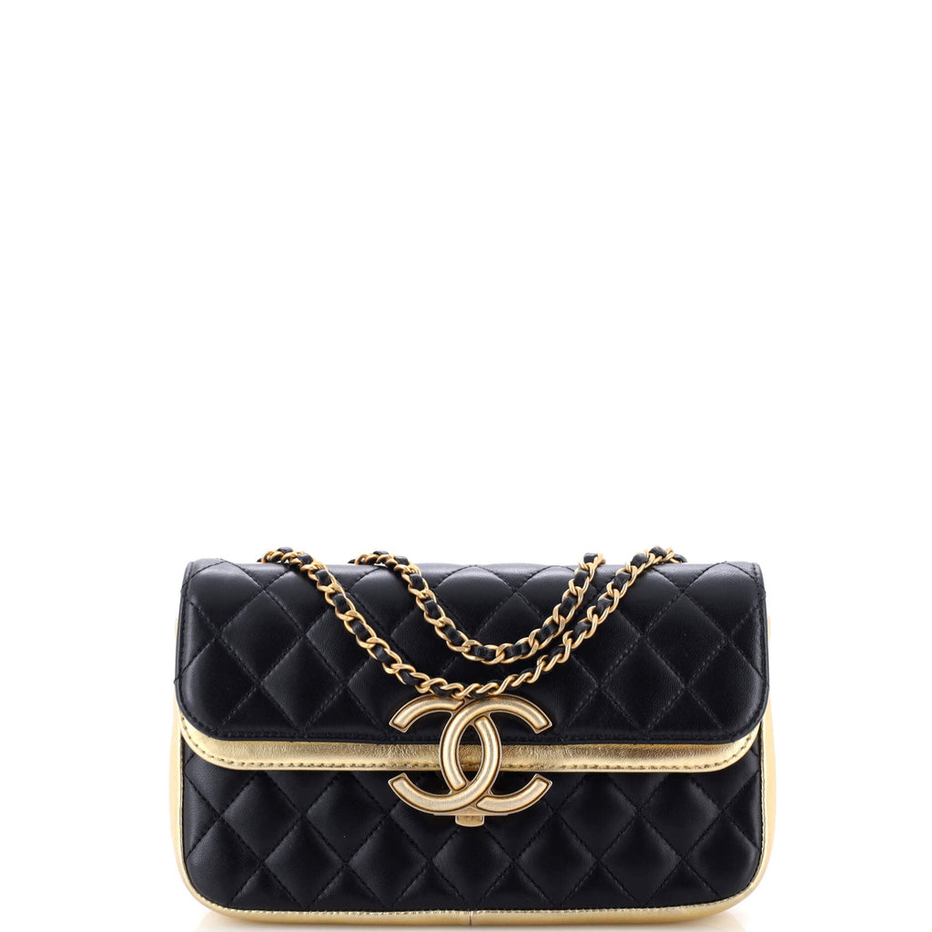 CC Chic Double Flap Bag Quilted Lambskin Small