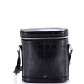 Vertical Zip Messenger Crocodile Embossed Leather