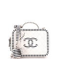 Filigree Vanity Case Quilted Caviar with Striped Leather Medium