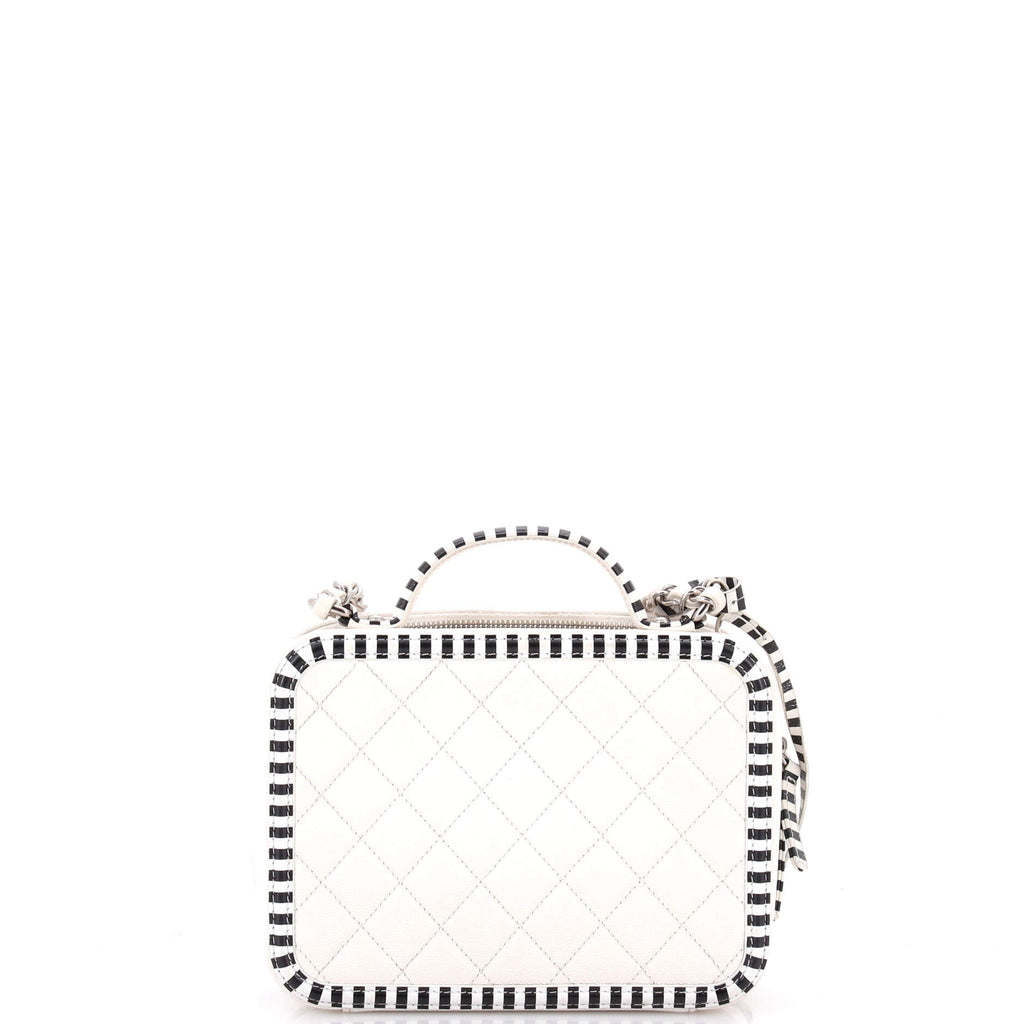 Filigree Vanity Case Quilted Caviar with Striped Leather Medium