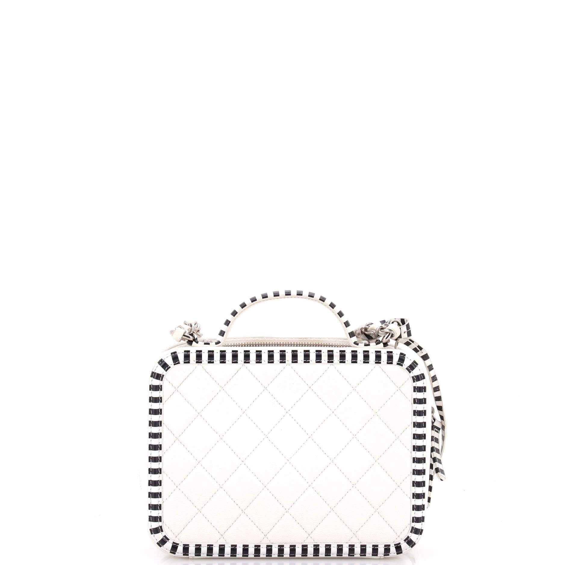 Filigree Vanity Case Quilted Caviar with Striped Leather Medium