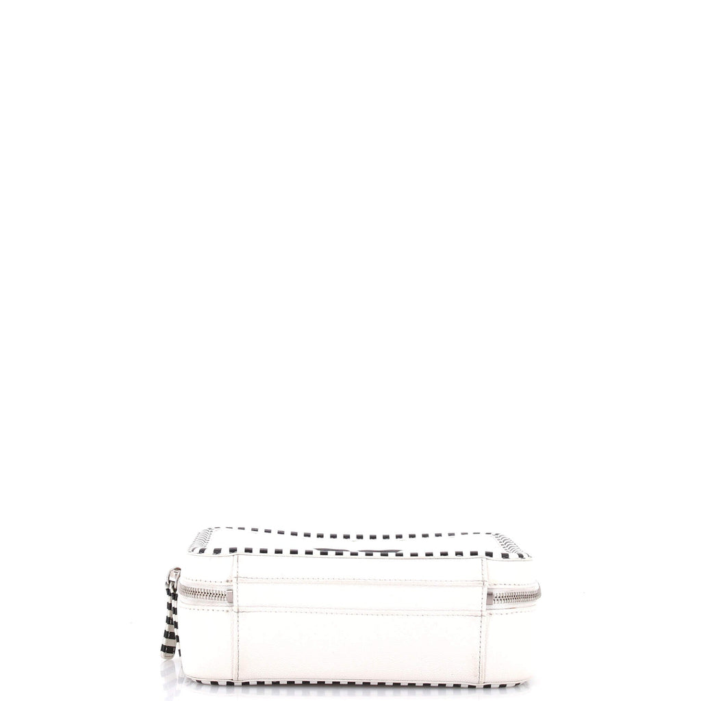 Filigree Vanity Case Quilted Caviar with Striped Leather Medium