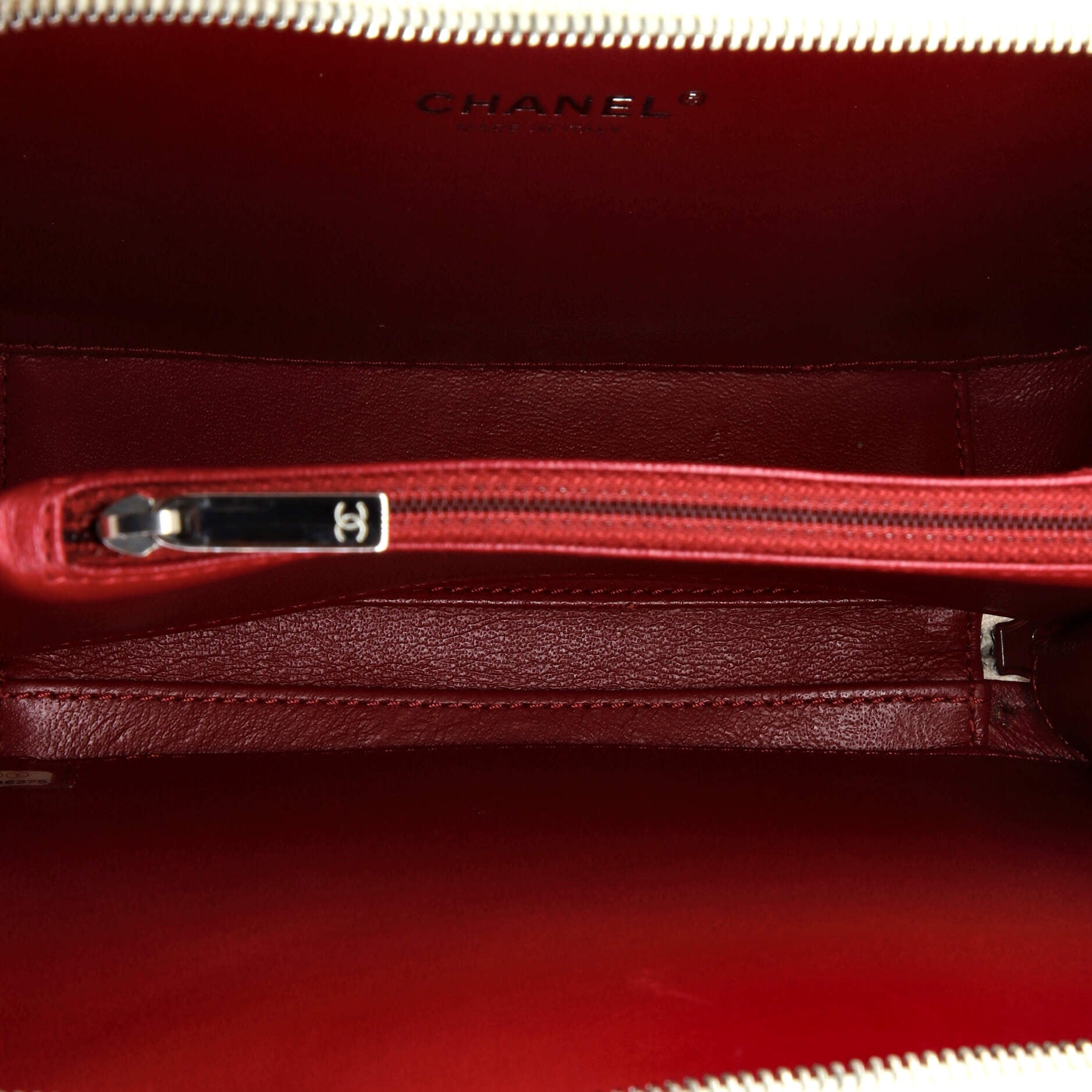 Filigree Vanity Case Quilted Caviar with Striped Leather Medium