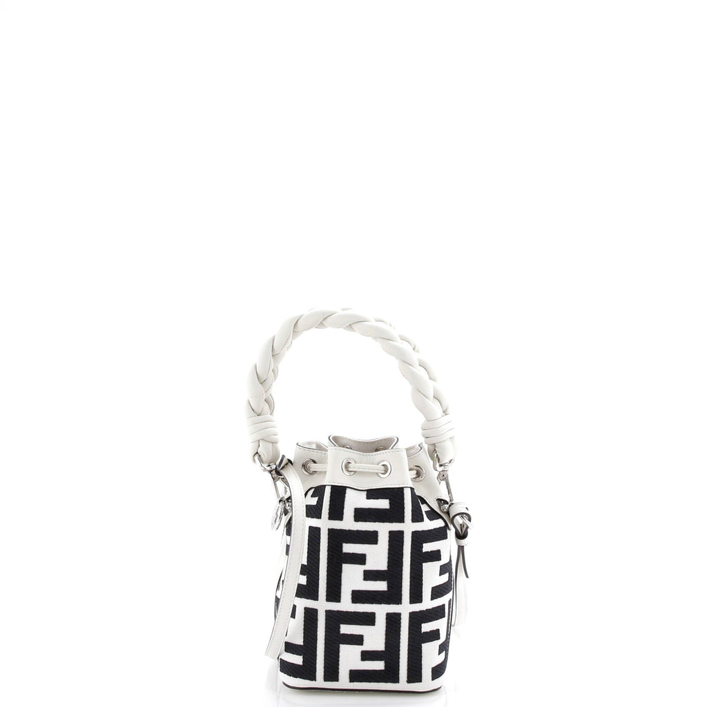 Woven Handle Mon Tresor Bucket Bag Zucca Embroidered Canvas Mini
