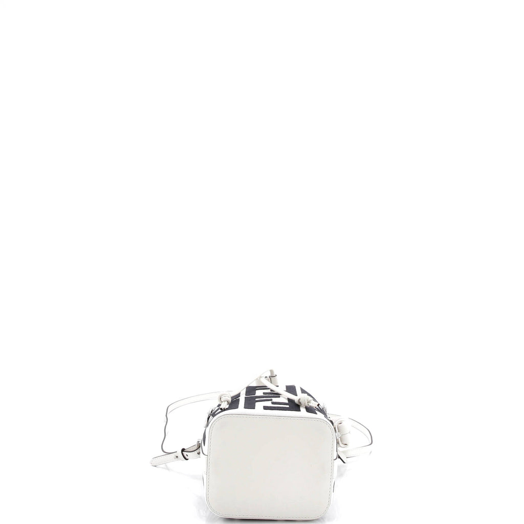 Woven Handle Mon Tresor Bucket Bag Zucca Embroidered Canvas Mini