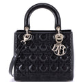 Lady Dior Bag Cannage Quilt Patent Medium