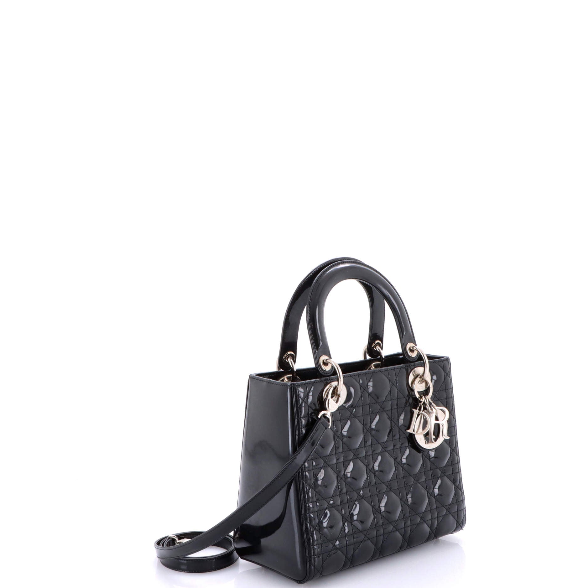 Lady Dior Bag Cannage Quilt Patent Medium