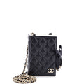 CC Book Card Holder with Chain Quilted Lambskin