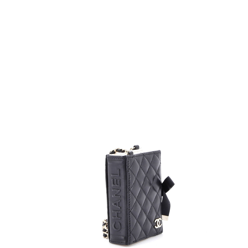 CC Book Card Holder with Chain Quilted Lambskin