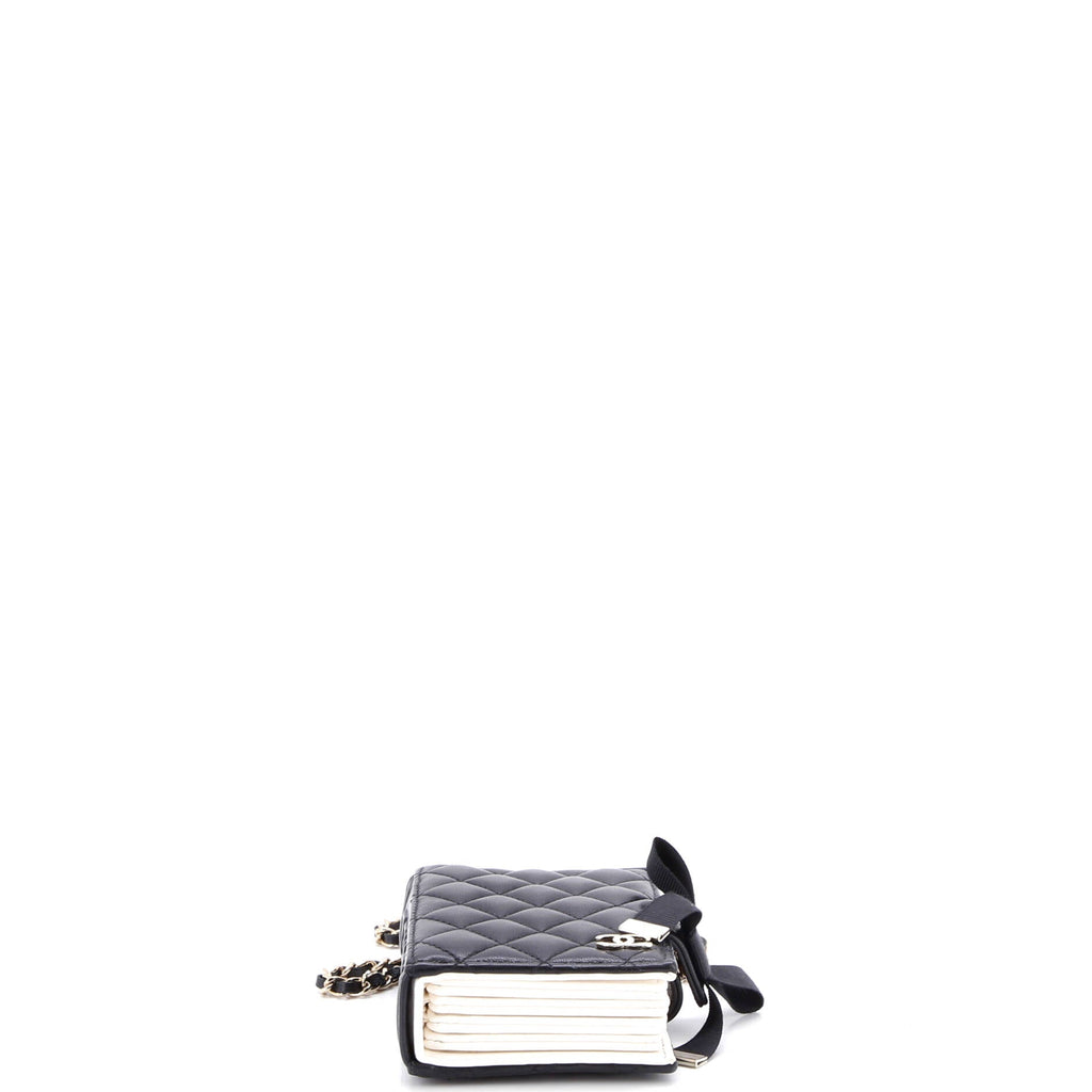 CC Book Card Holder with Chain Quilted Lambskin