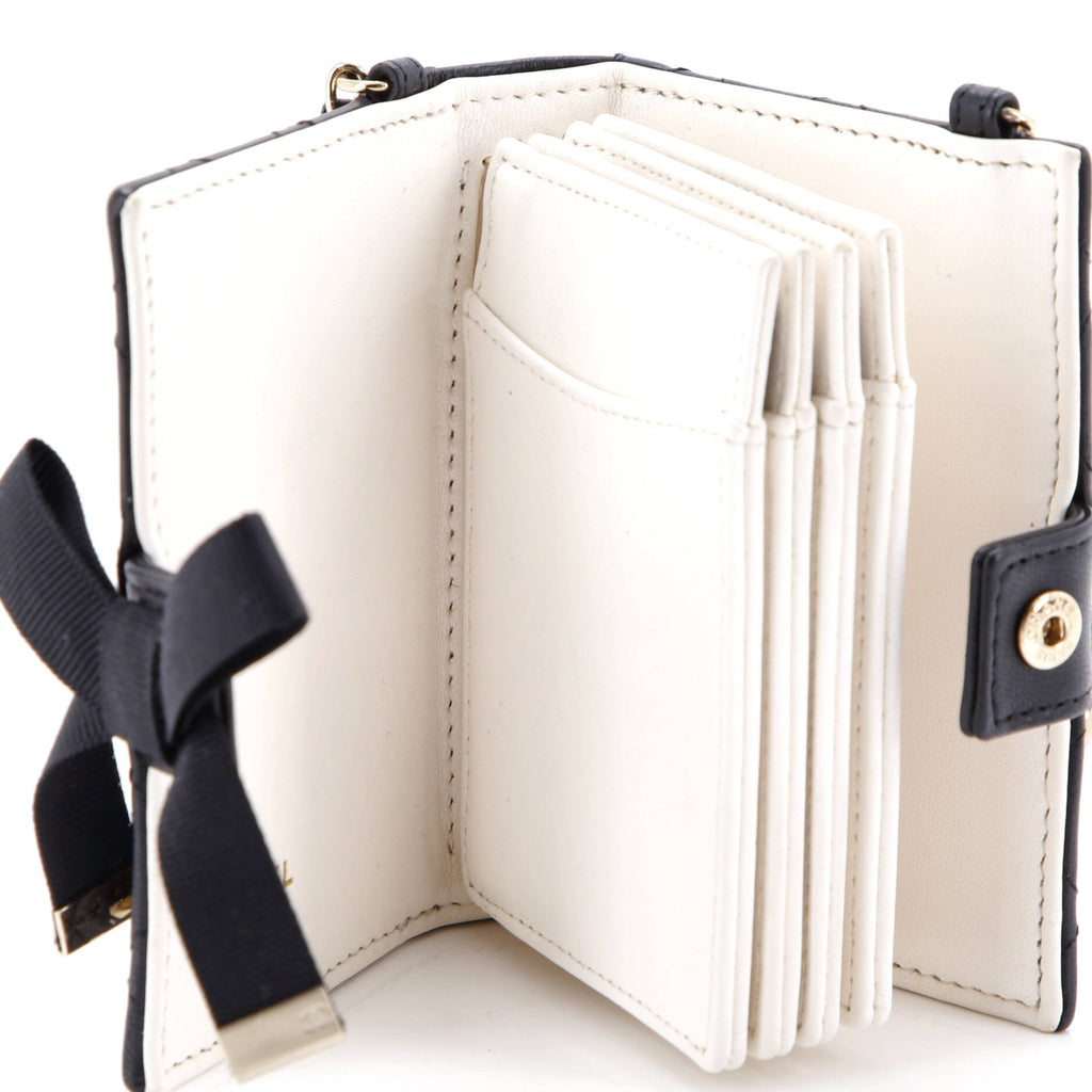 CC Book Card Holder with Chain Quilted Lambskin