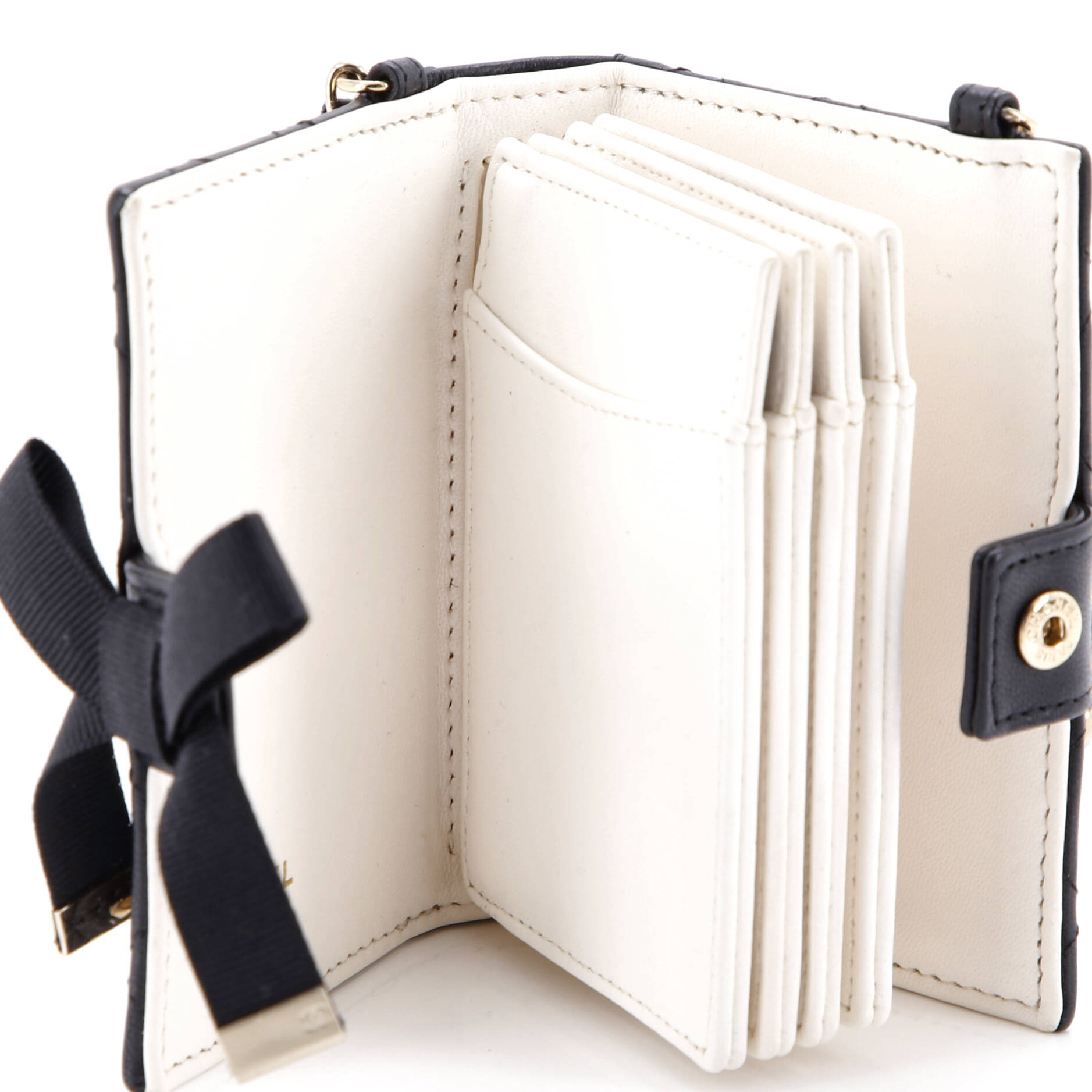 CC Book Card Holder with Chain Quilted Lambskin