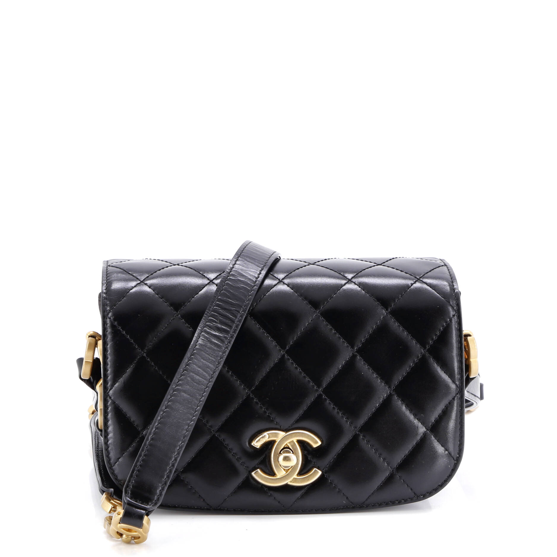 My Sweet CC Full Flap Messenger Bag Quilted Shiny Calfskin with Suede Mini
