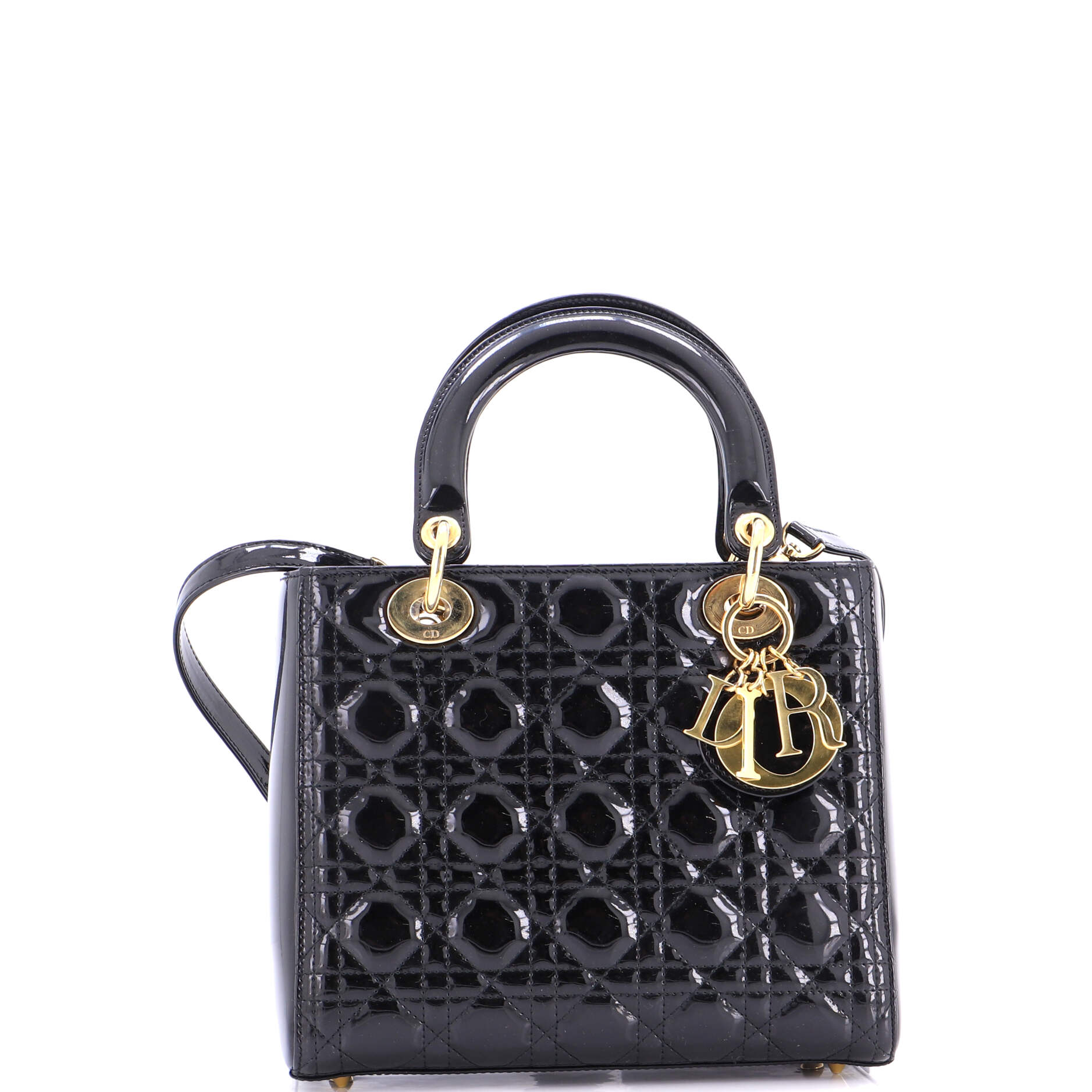 Lady Dior Bag Cannage Quilt Patent Medium