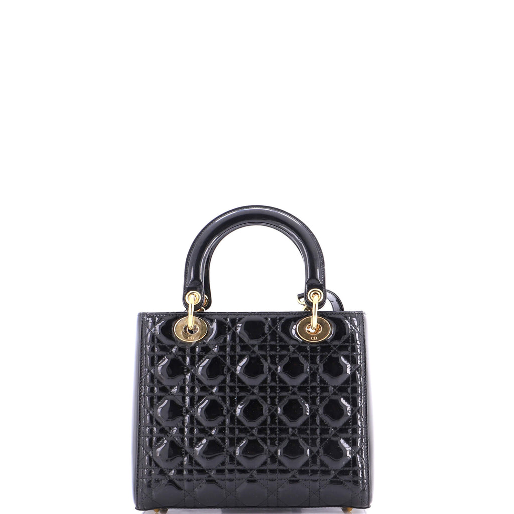Lady Dior Bag Cannage Quilt Patent Medium