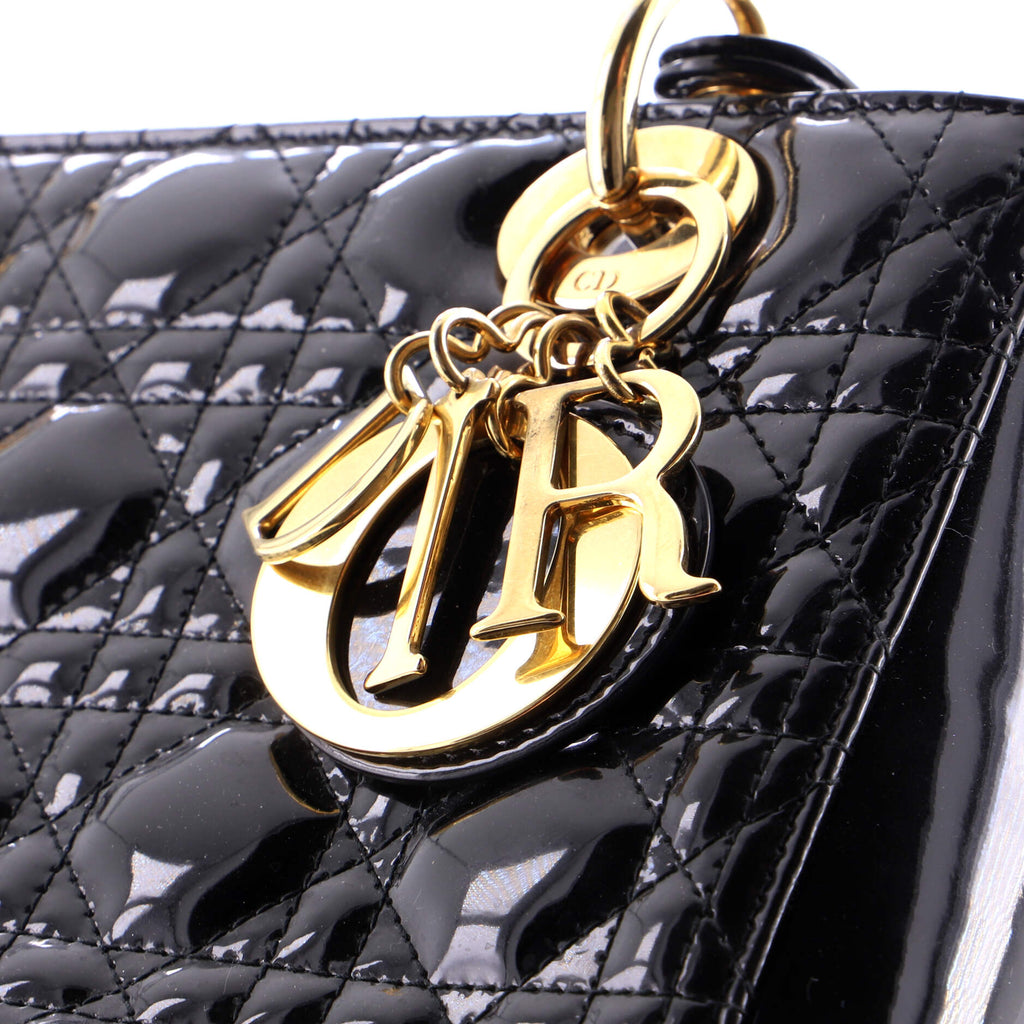 Lady Dior Bag Cannage Quilt Patent Medium