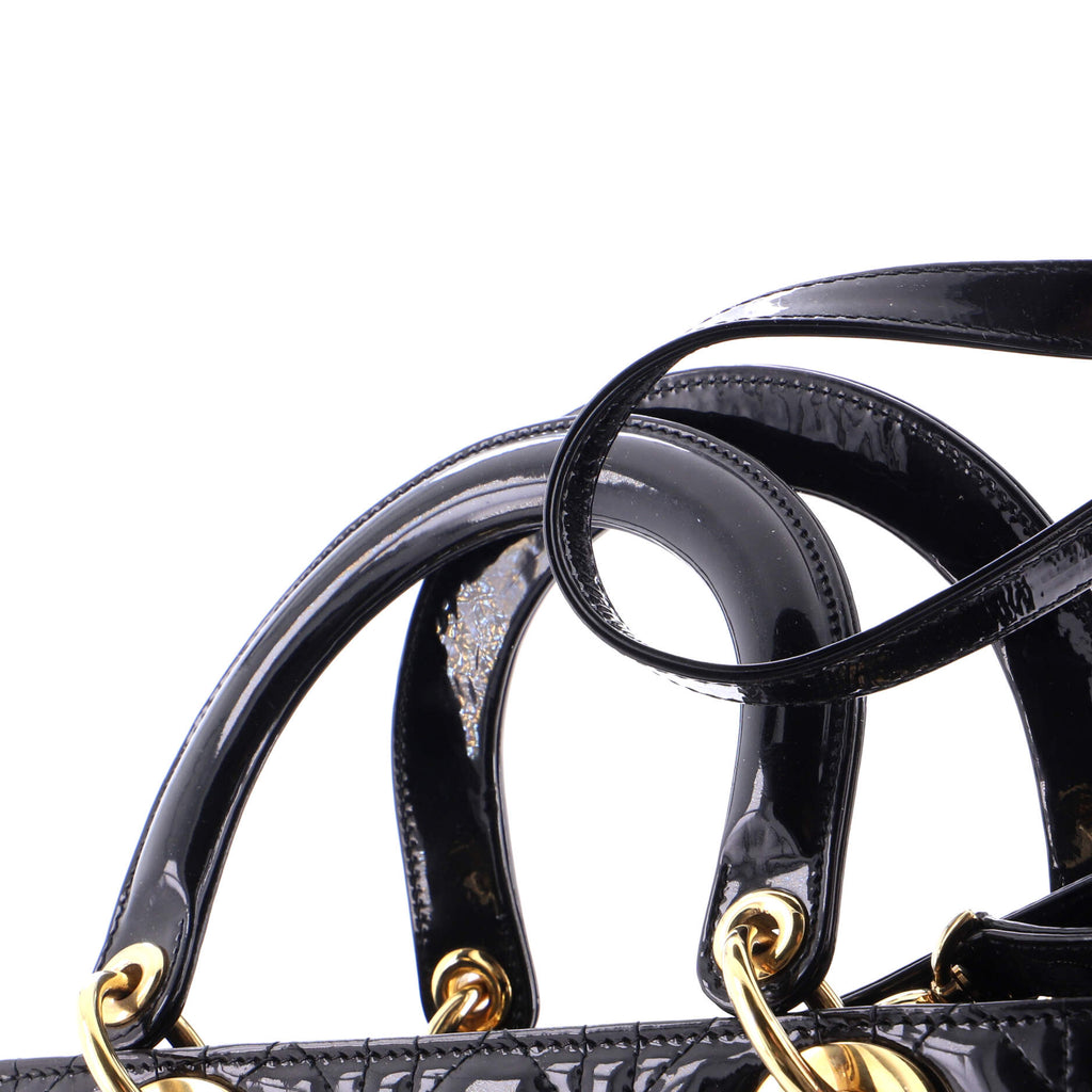 Lady Dior Bag Cannage Quilt Patent Medium