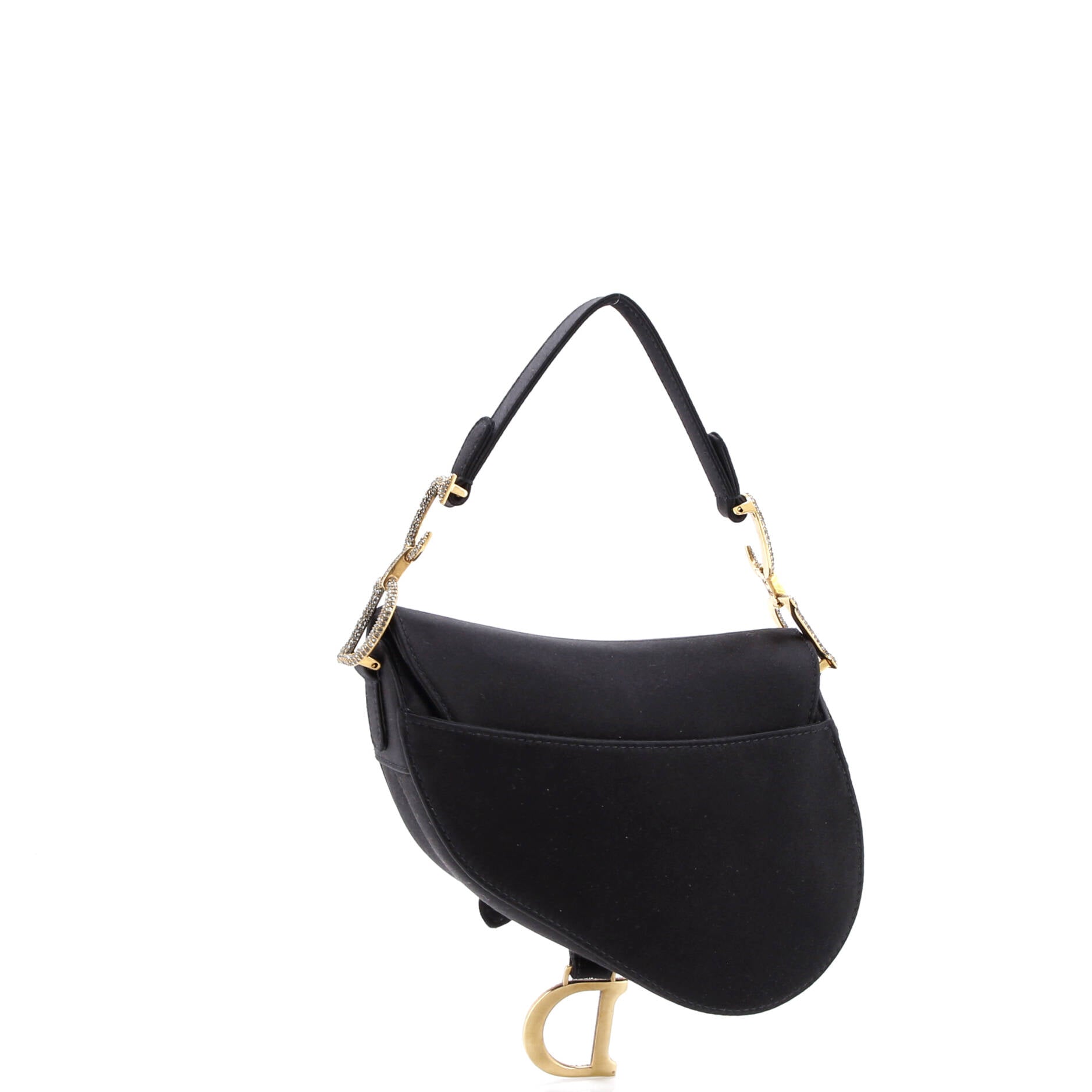 Saddle Handbag Satin with Crystals Mini