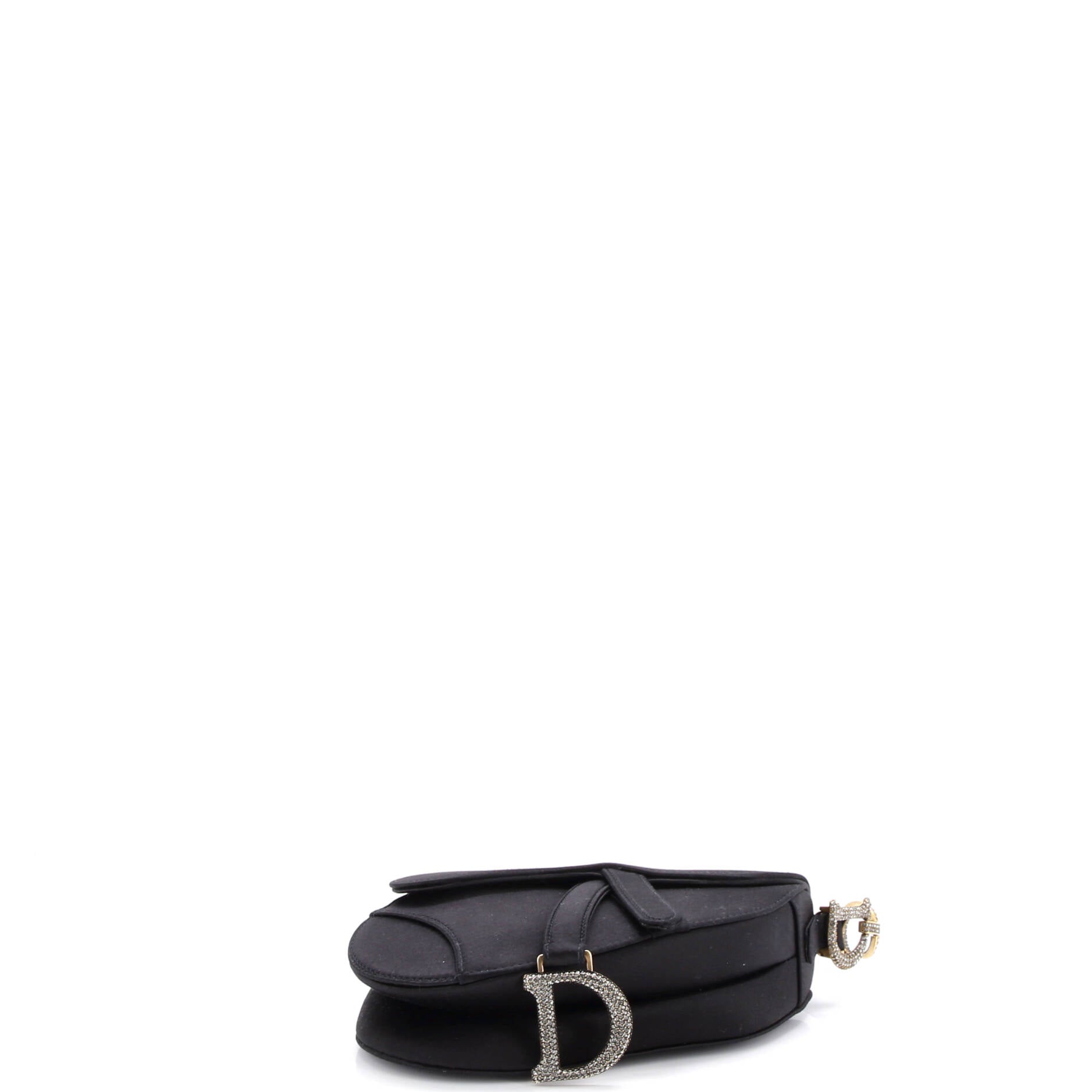 Saddle Handbag Satin with Crystals Mini