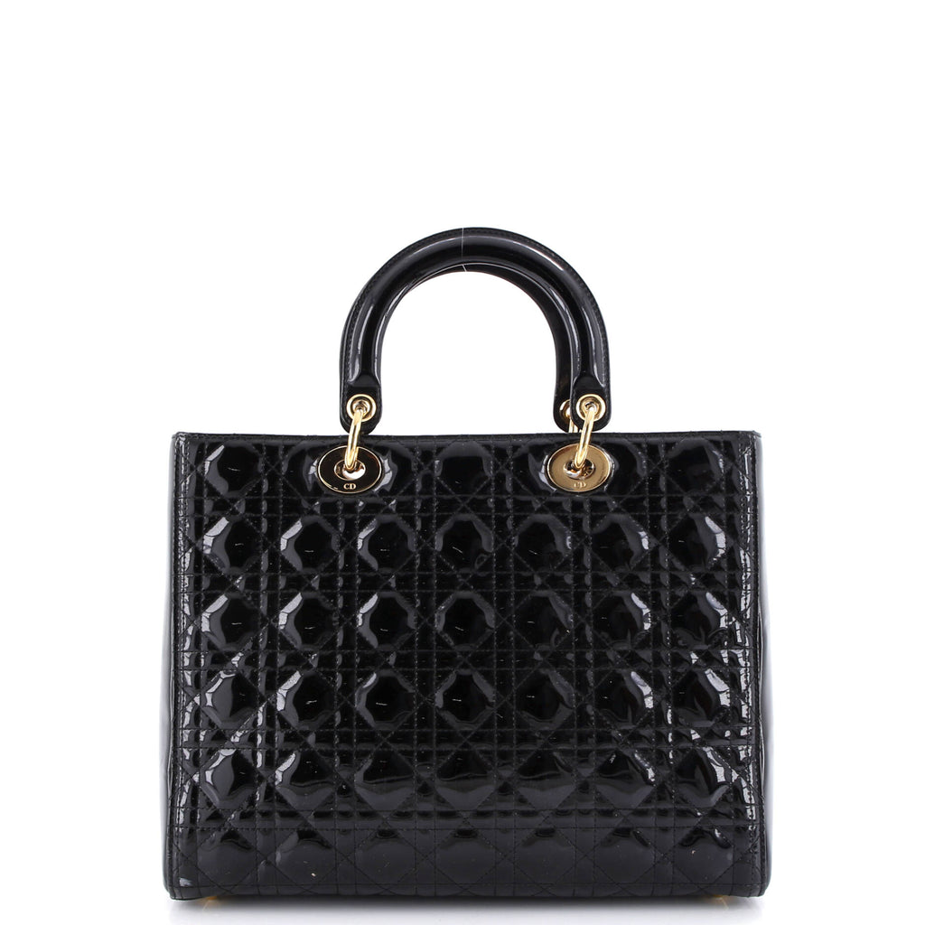 Lady Dior Bag Cannage Quilt Patent Large