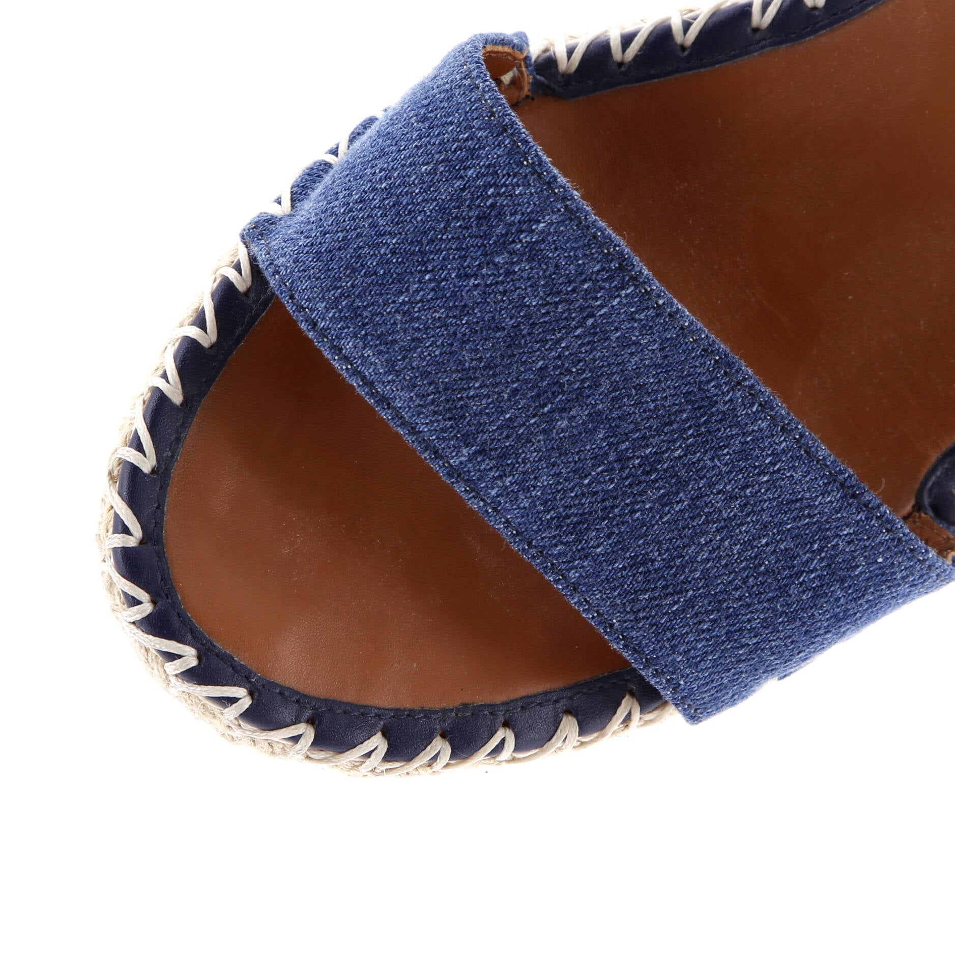 Women's Rockstud Ankle Strap Double Wedge Sandals Denim