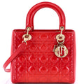 Lady Dior Bag Cannage Quilt Patent Medium