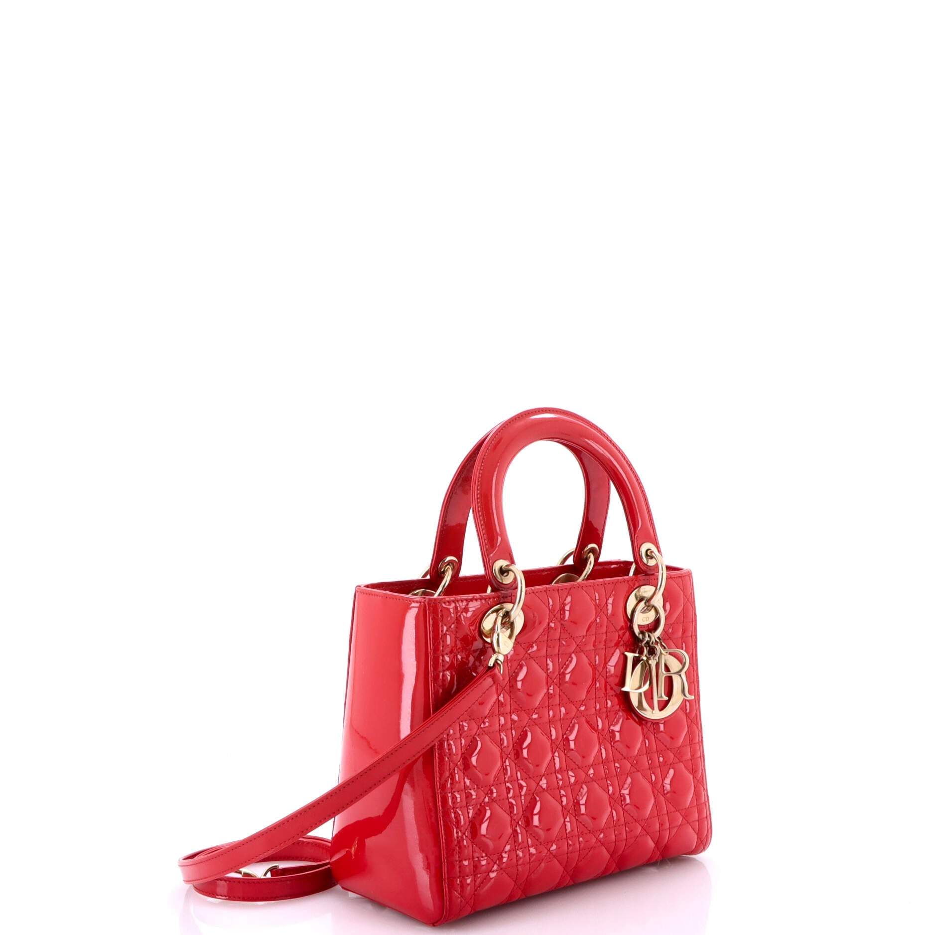 Lady Dior Bag Cannage Quilt Patent Medium