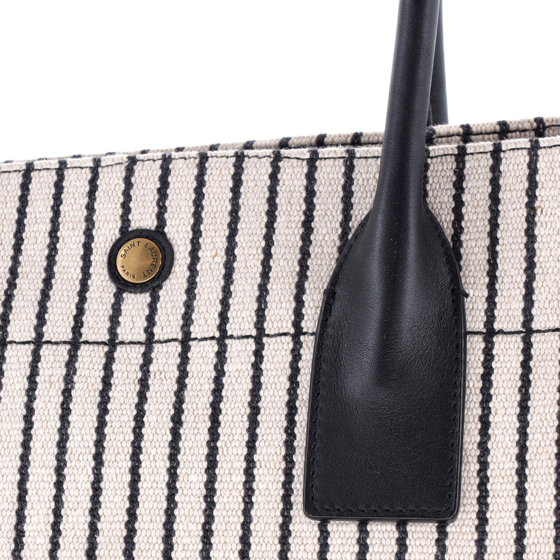 Rive Gauche Shopper Tote Striped Canvas Small