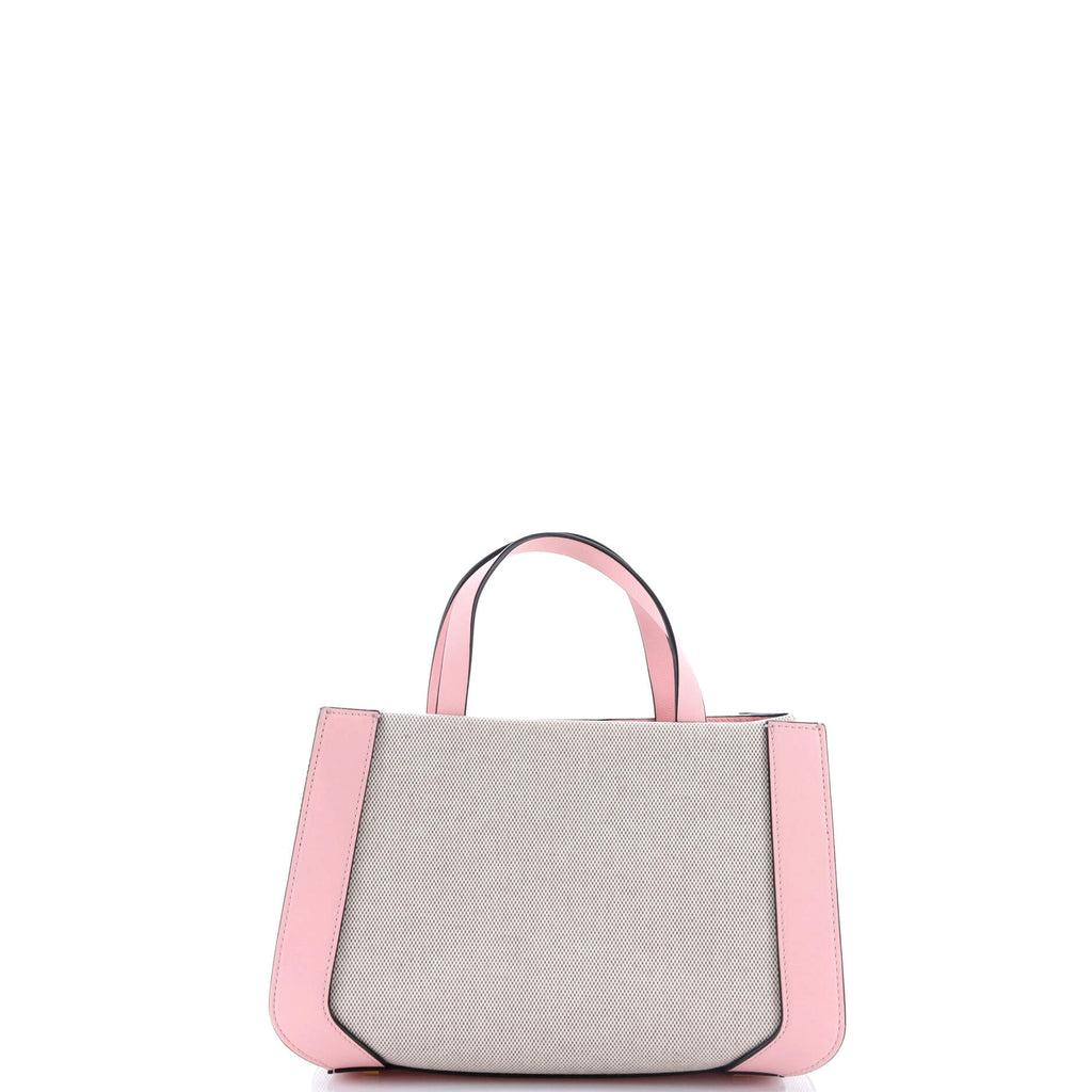 VLogo Shopper Tote Canvas and Leather Small