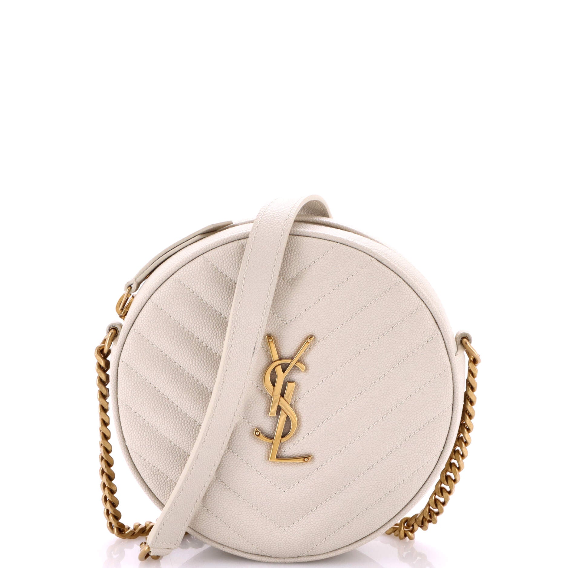 Vinyle Round Camera Bag Matelasse Chevron Leather