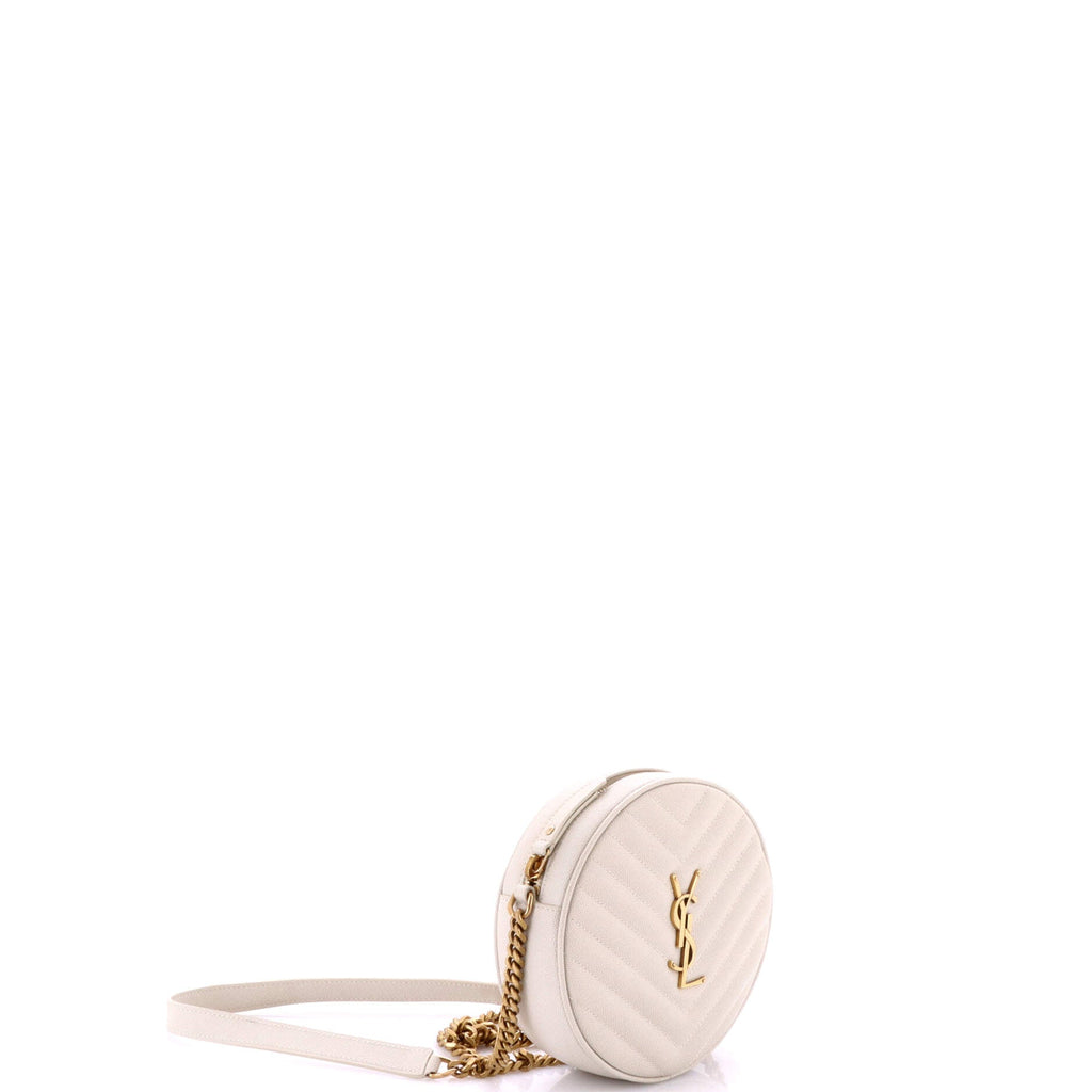 Vinyle Round Camera Bag Matelasse Chevron Leather
