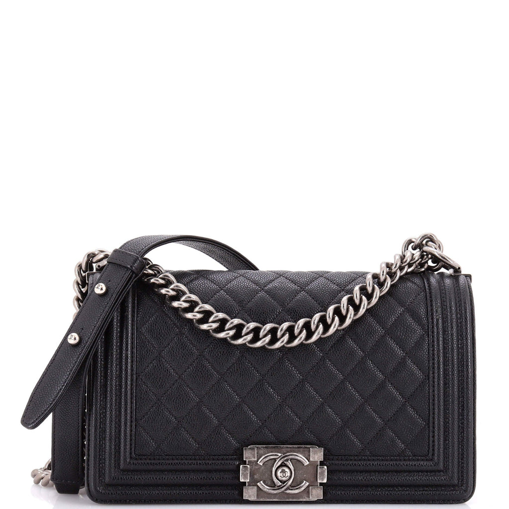 Boy Flap Bag Quilted Caviar Old Medium