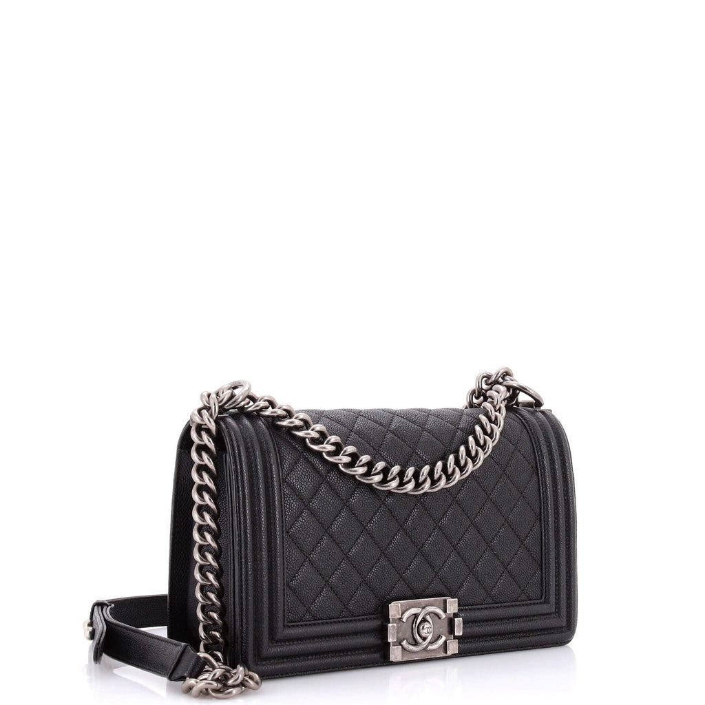 Boy Flap Bag Quilted Caviar Old Medium