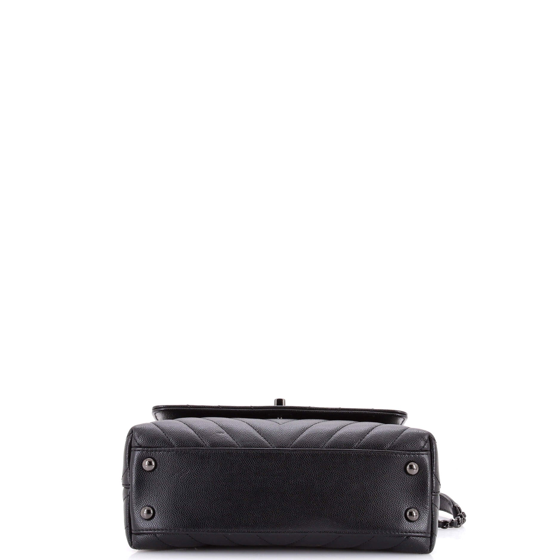 So Black Coco Top Handle Bag Chevron Caviar Mini