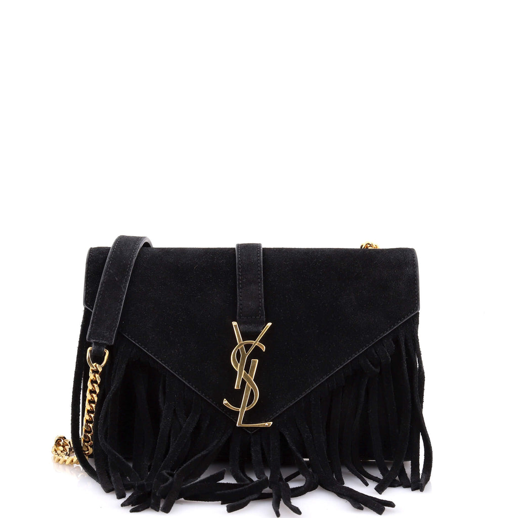 Classic Monogram Fringe Crossbody Bag Suede Small