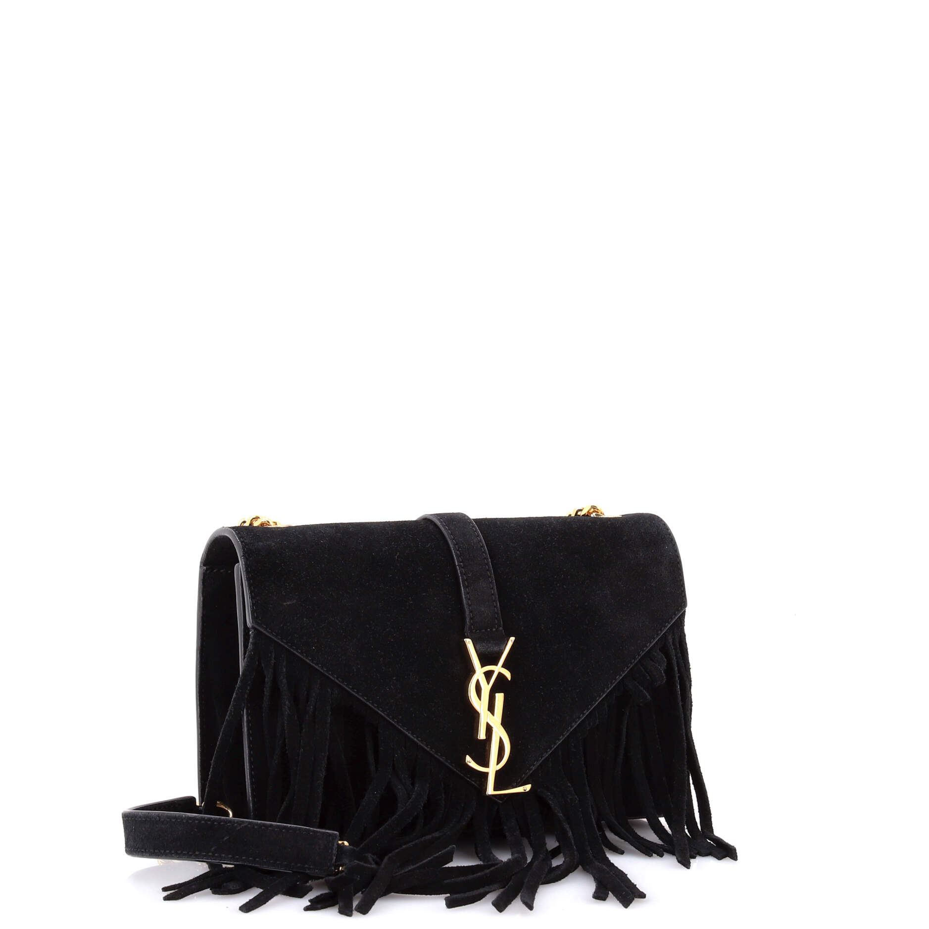 Classic Monogram Fringe Crossbody Bag Suede Small