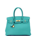 Birkin Handbag Bleu Paon Epsom with Gold Hardware 30