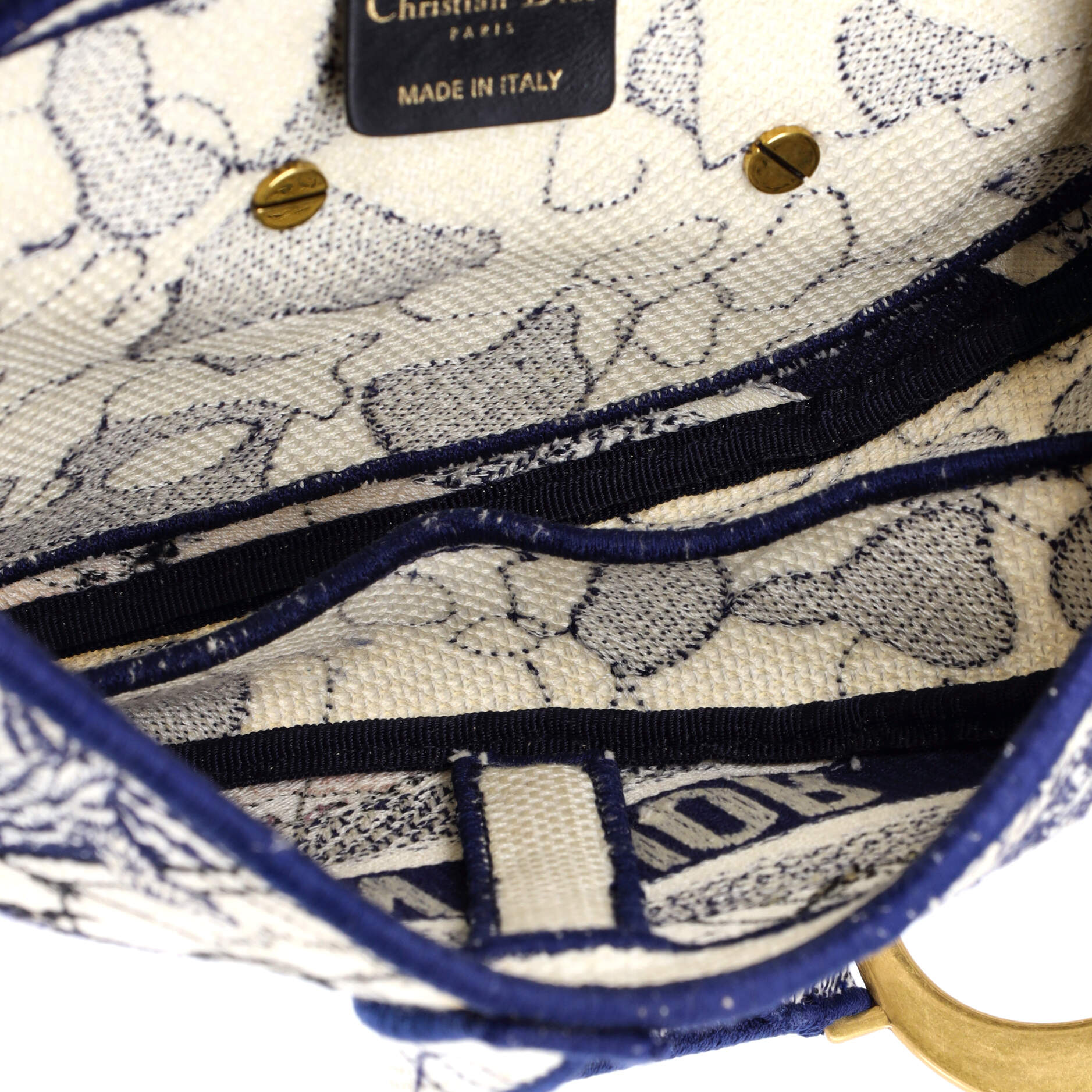 Toile De Jouy Saddle Bag Embroidered Canvas Medium