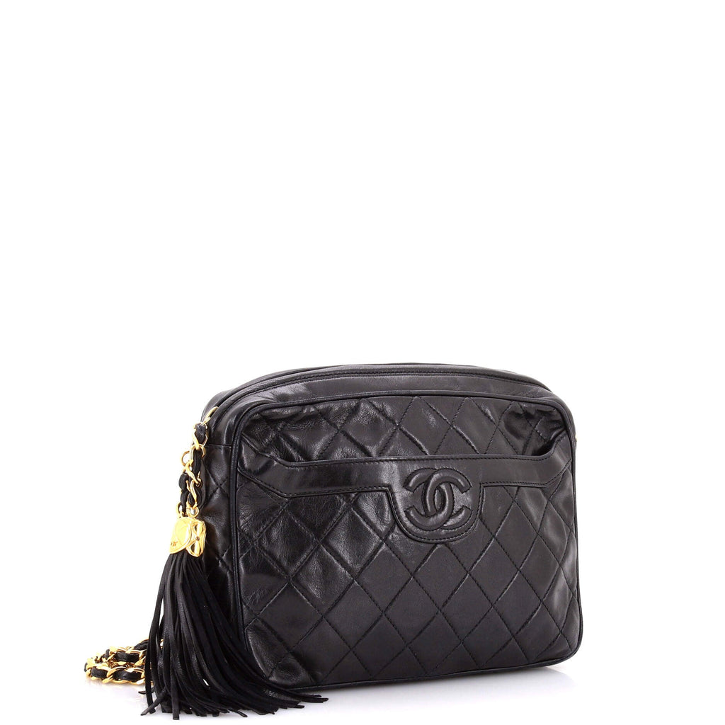 Vintage Camera Tassel Bag Quilted Leather Medium