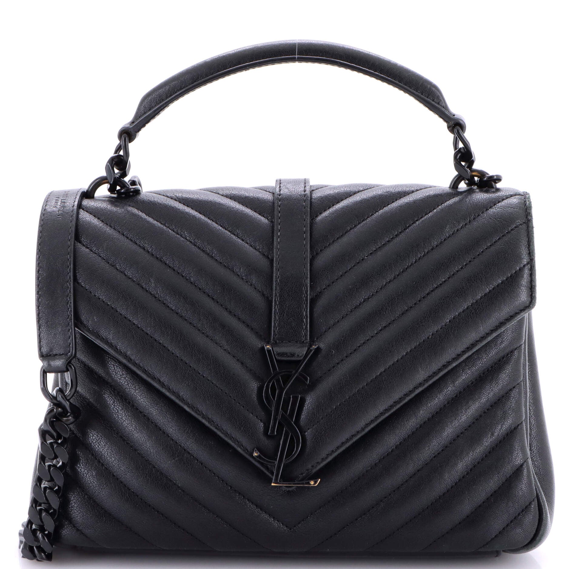 Classic Monogram College Bag Matelasse Chevron Leather Medium